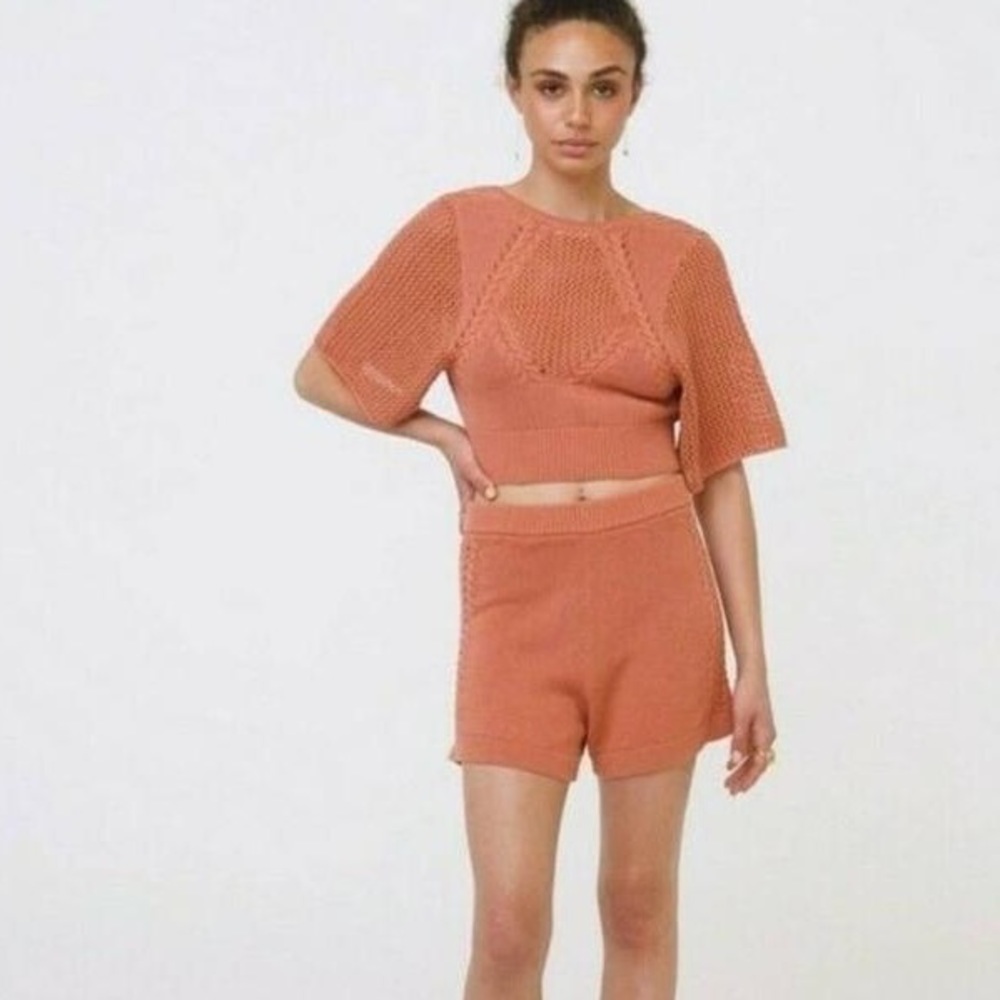 UFT/S 2pc Spell ⁺₊⋆ ☾⋆⁺₊ Chloe Knit Cardigan Shorts Set in Rose - Picture 3 of 15